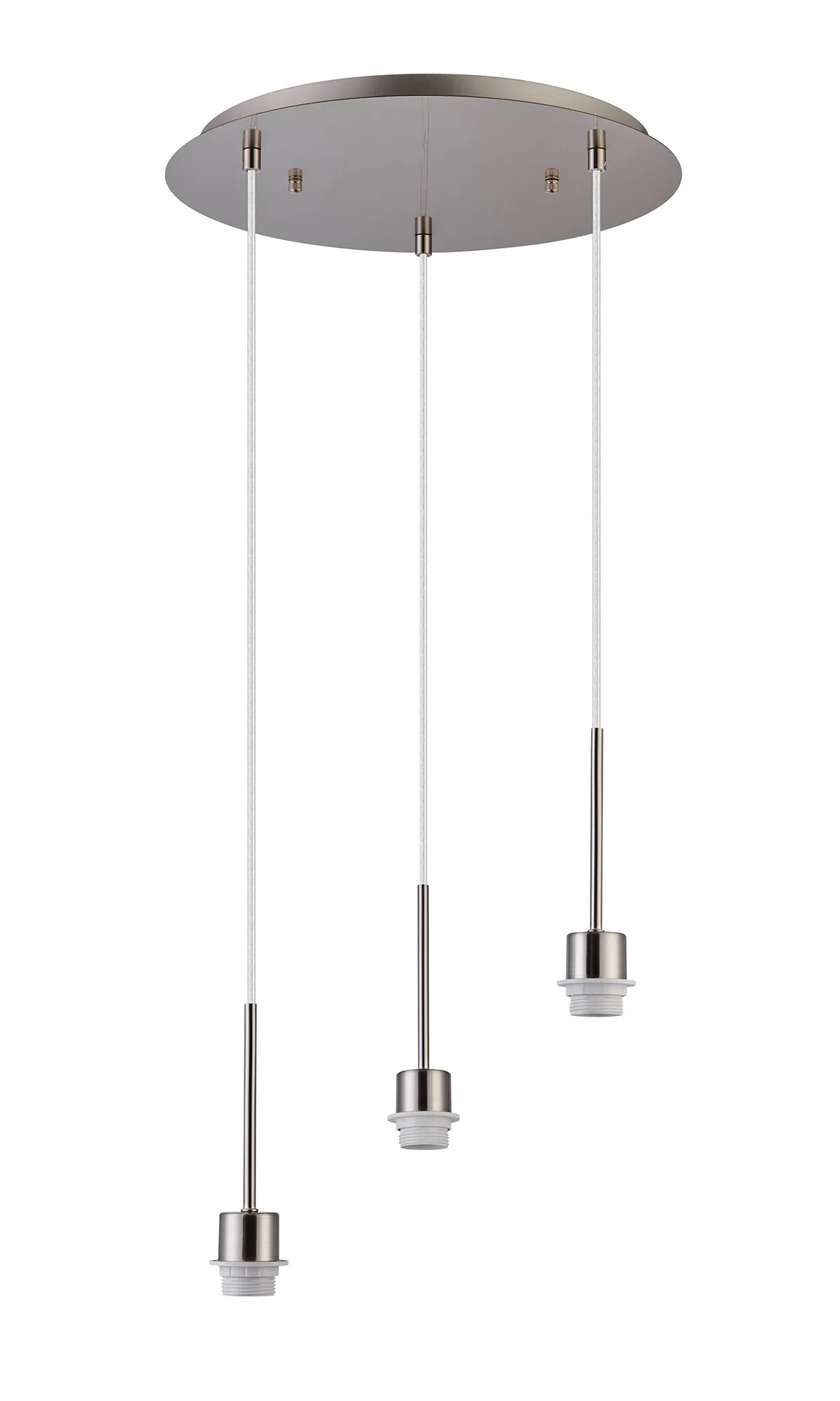 D0905SN  Carrie 40cm Satin Nickel 3 Light Round E27 Universal Pendant (FRAME ONLY), Suitable For A Vast Selection Of Shades